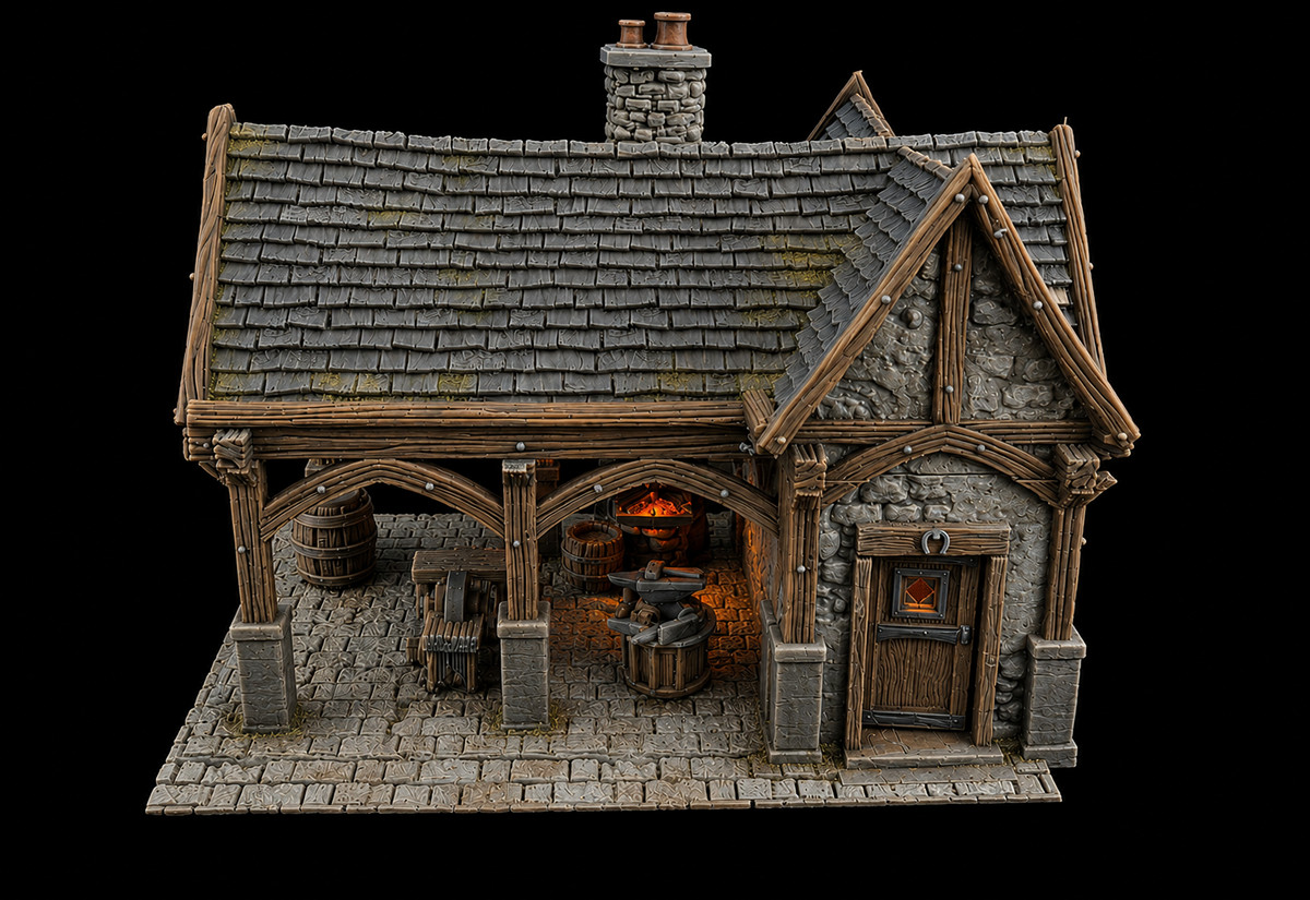 Medieval Blacksmith Forge    Miniature 28mm Terrain for Dungeons & Dragons