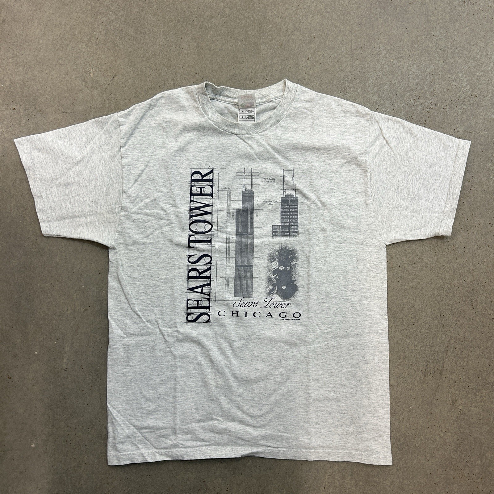Vintage 1998 Chicago Sears Tower Fruit of the Loom T-Shirt Size Large