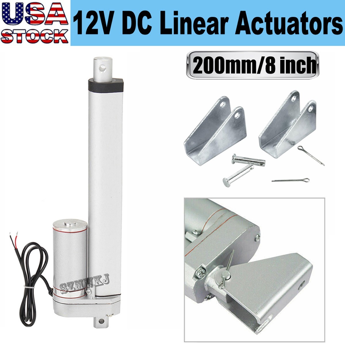 1500N/330lbs Max Lift 12V Heavy Duty 8inch 200mm Stroke Electric Linear Actuator