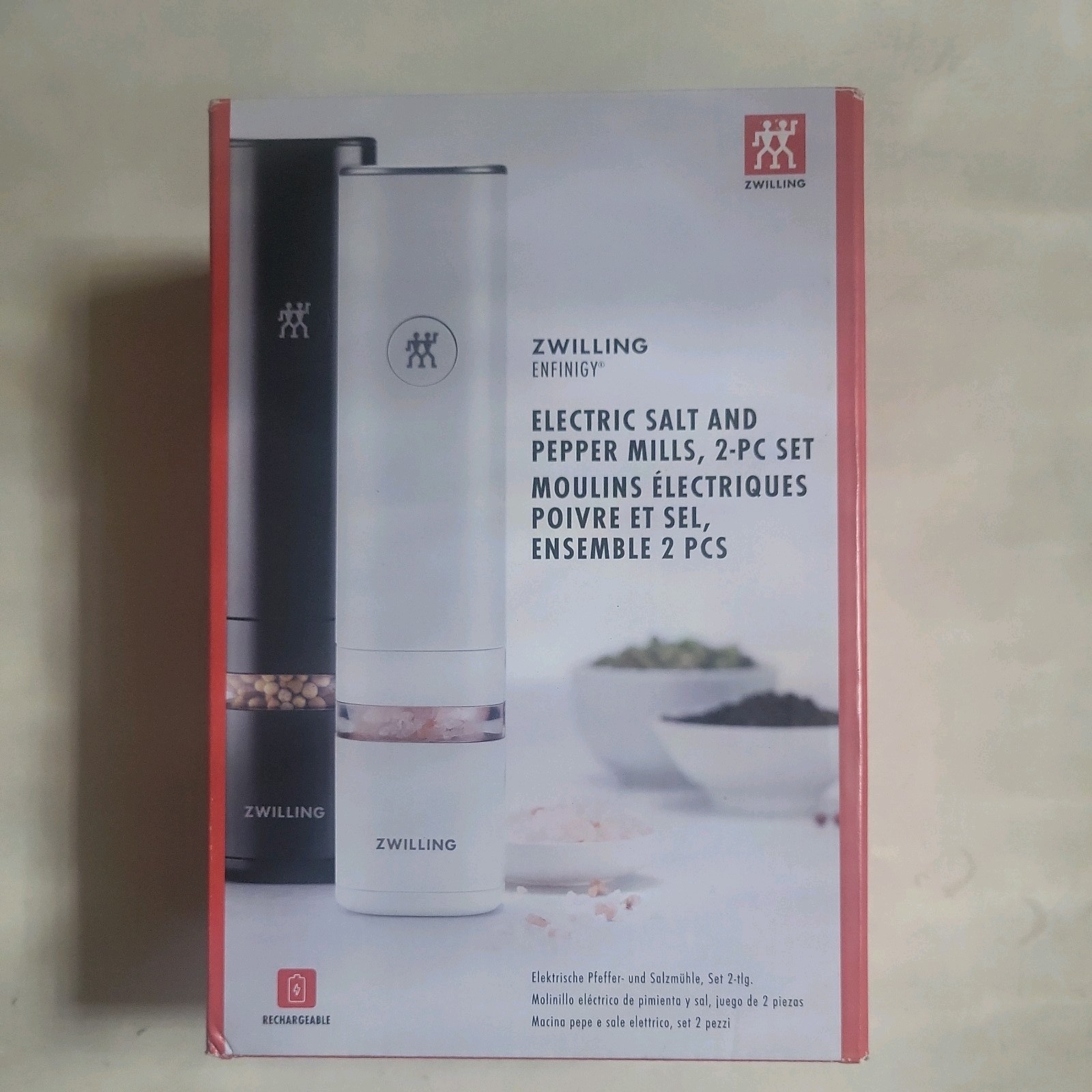 ZWILLING Enfinigy 2-pc Electric Salt/Pepper Mill Set