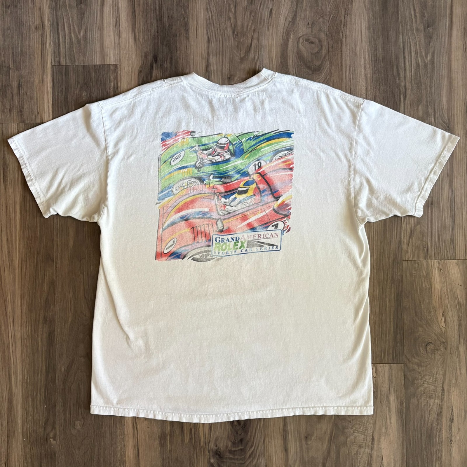 Vintage Rolex F1 Racing T-Shirt Men\'s Size XL Grand American Art White RARE Vintage Rolex F1 Racing T-Shirt Men\'s Size XL Grand American Art White RARE