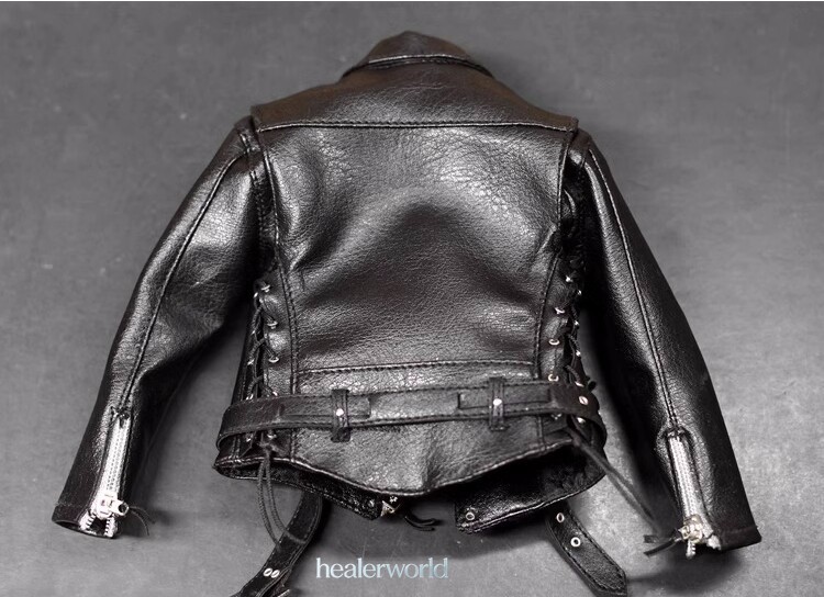 1Set 1/6 New Man Black Leather Jacket Clothes Fit For 12