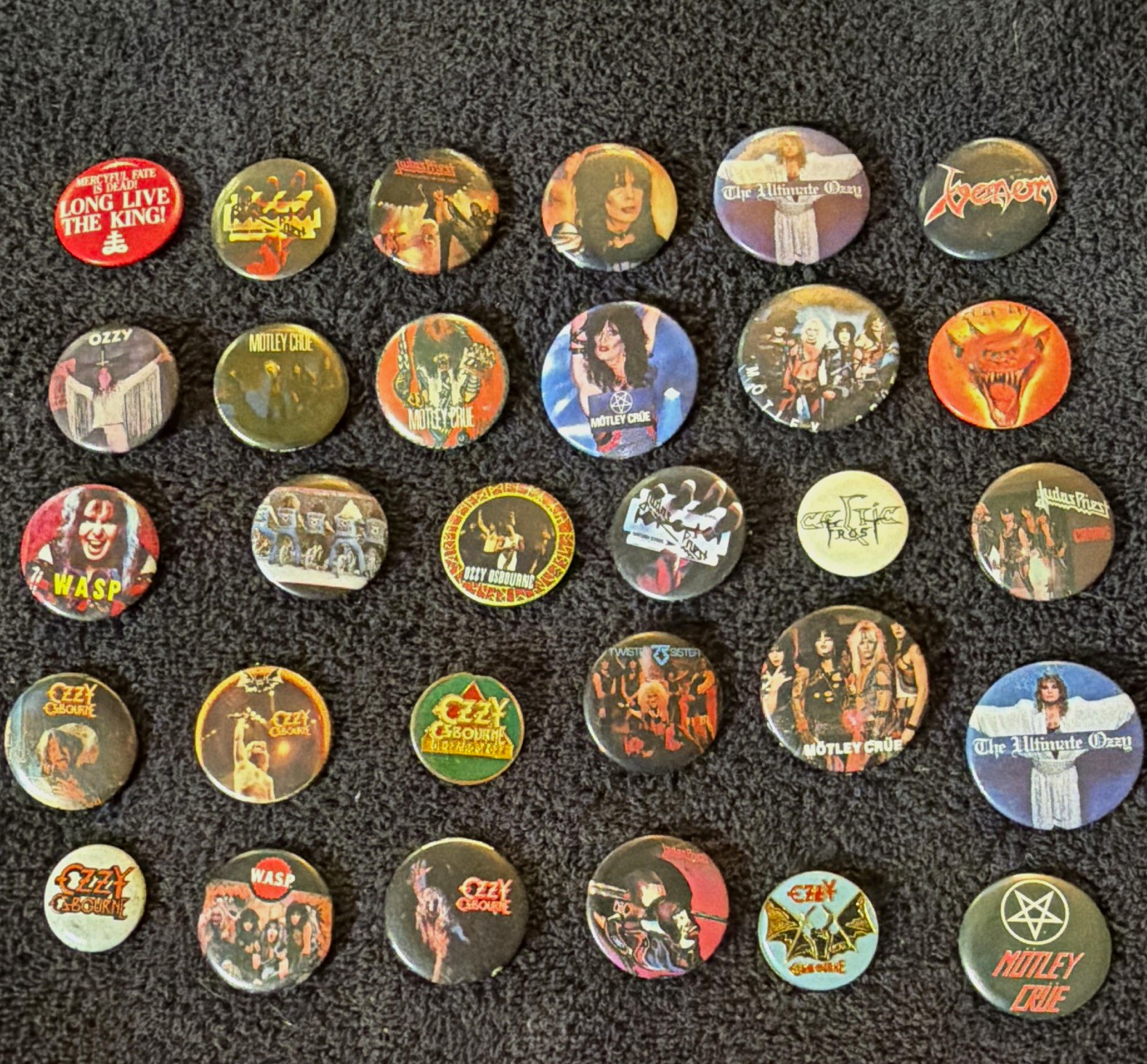 Vintage 1980s Heavy Metal Pinback Lot 30 Ozzy Motley Crue Judas Priest WASP