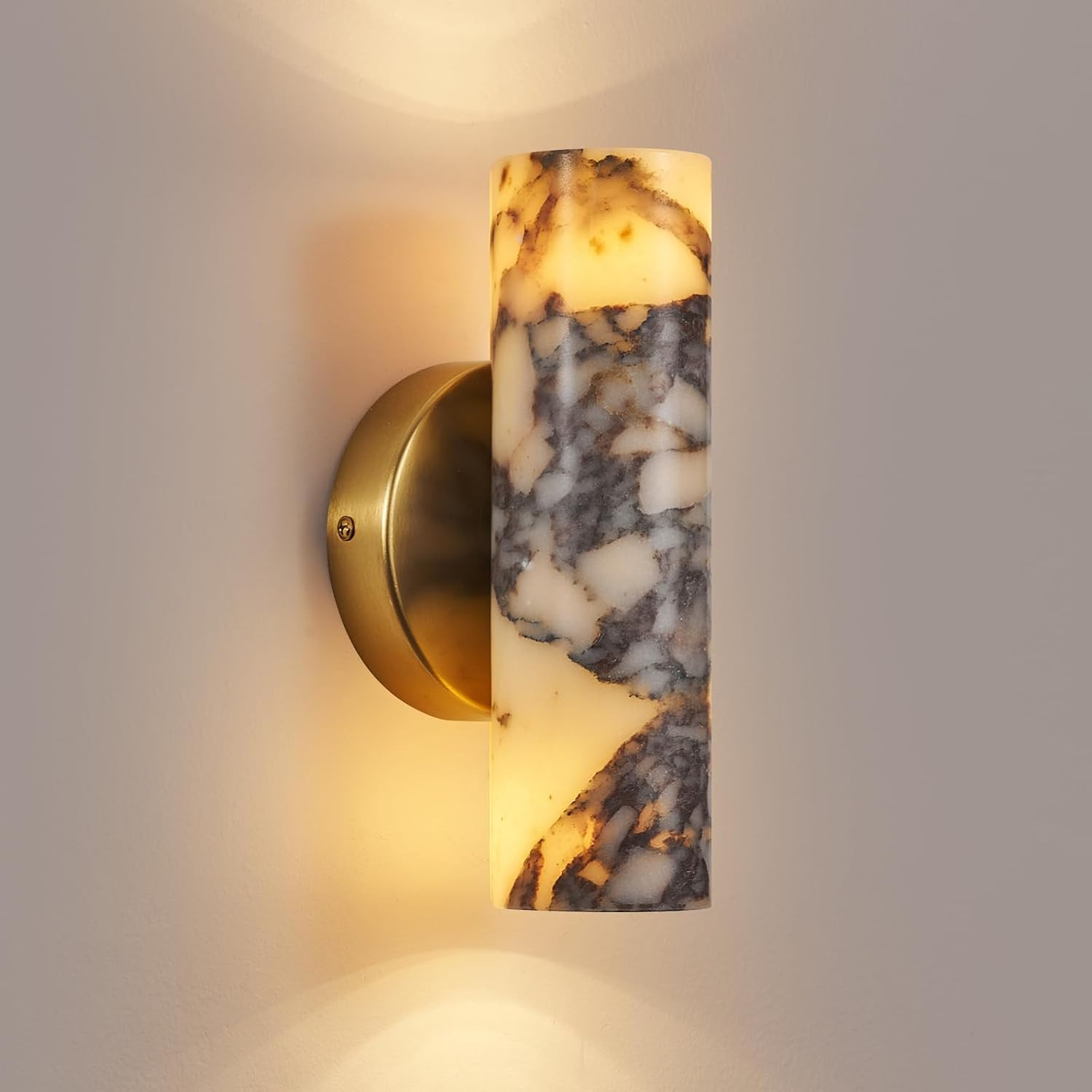 Modern Alabaster Marble Wall Sconce Light, Nordic Brass Accents, Unique Texture Modern Alabaster Marble Wall Sconce Light, Nordic Brass Accents, Unique Texture