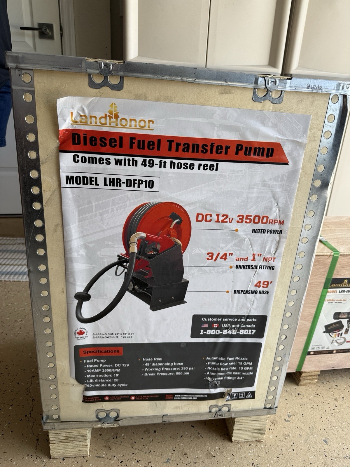 LandHonor Diesel Fuel Transfer Pump 12V DC 49 ft Hose Reel 3500 RPM LHR-DFP10