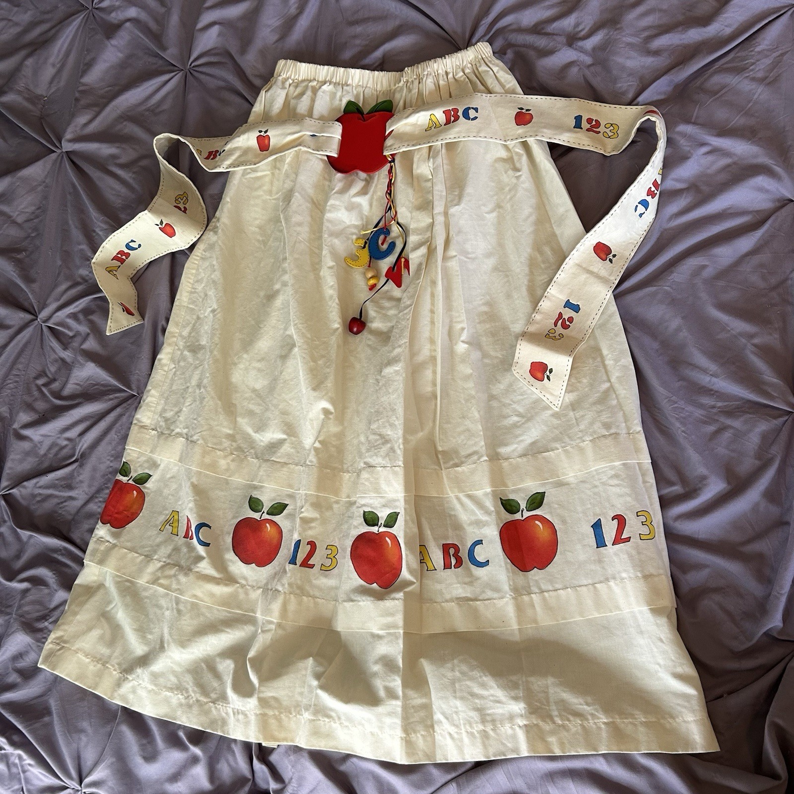 Vintage 60s Teachers Painted Cotton Maxi Skirt Rag Dolls Women’s With Belt S