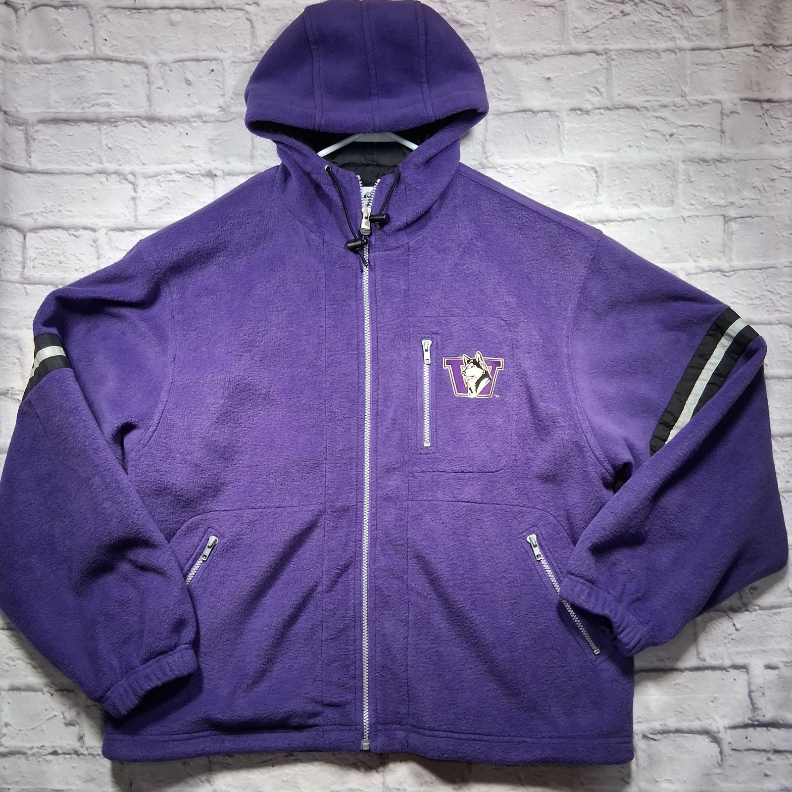 Vintage Champion Fleece UW Huskies Full Zip Hooded Jacket Purple XL RARE EUC
