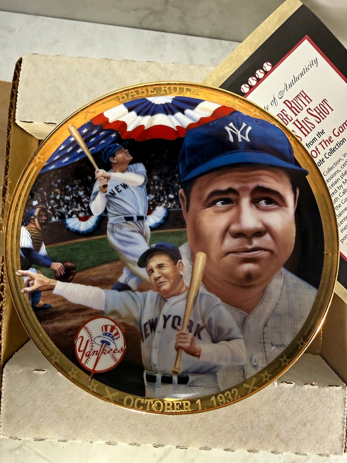 1995 Hamilton Collection Babe Ruth Called Shot Porcelain Plate Glory Game 0878A 1995 Hamilton Collection Babe Ruth Called Shot Porcelain Plate Glory Game 0878A