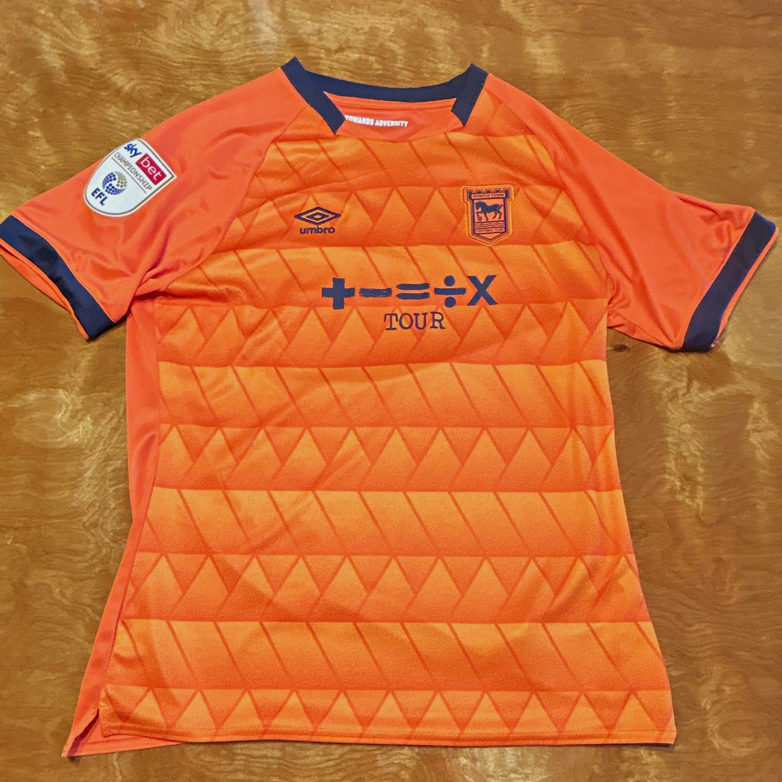 Umbro Ipswich Town Foundation Orange/Blue Soccer Jersey Team Club Shirt - Med