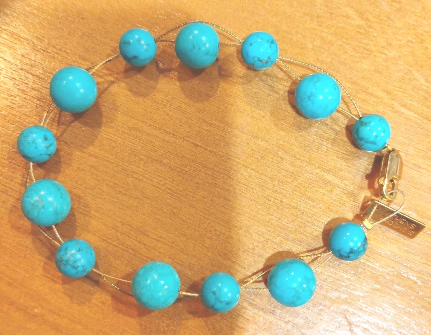 Vintage Athens Protasis Greece Turquoise Beaded Bracelet Signed