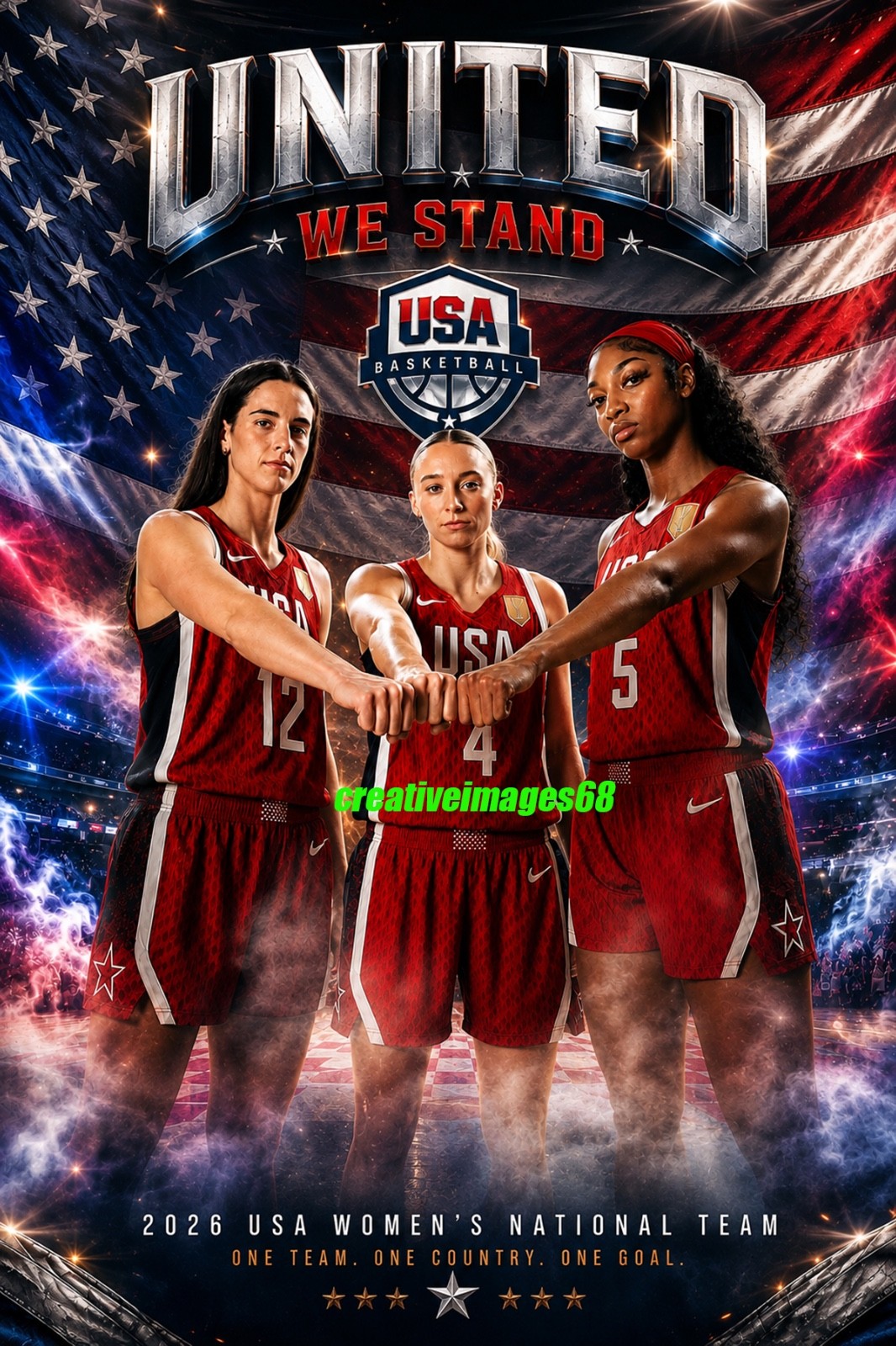 Caitlin Clark 2026 USA NATIONAL TEAM 4x6 Paige Bueckers, Angel Reese