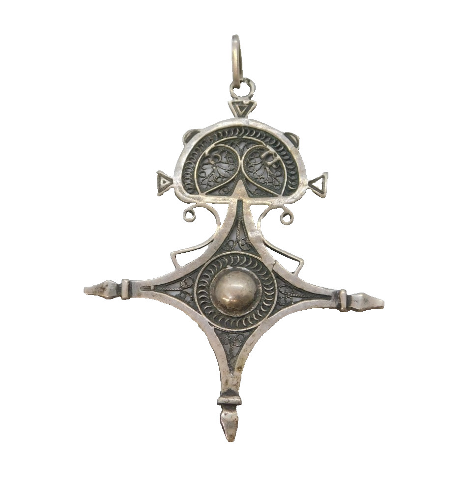 20th Century .800 Grade Silver Tuareg Cross Pendant Antique c1930s