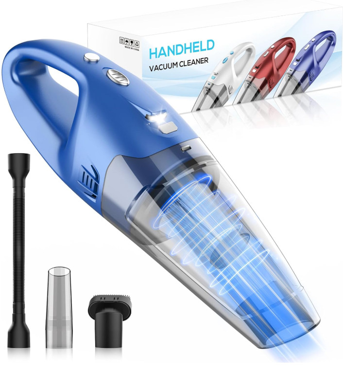 Aspiradora Mano Inalámbrica 6000Pa Luz LED USB 25Min 500ML Compacta, Nuevo
