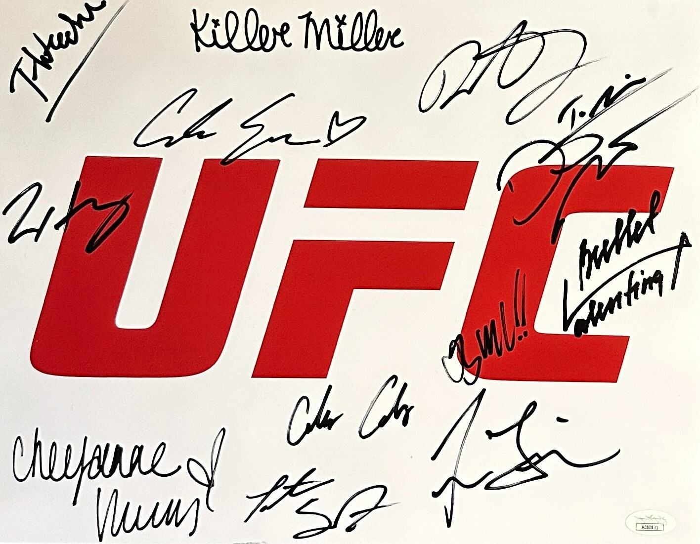 Multi UFC signed 11x14 photo JSA Poirier Holloway Shevchenko Moreno Covington