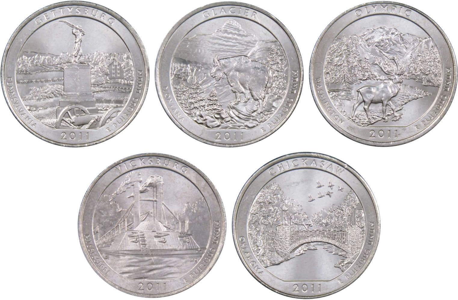 2011 P Quarter 5 Coin Set Clad Uncirculated Mint State 25c Collectible
