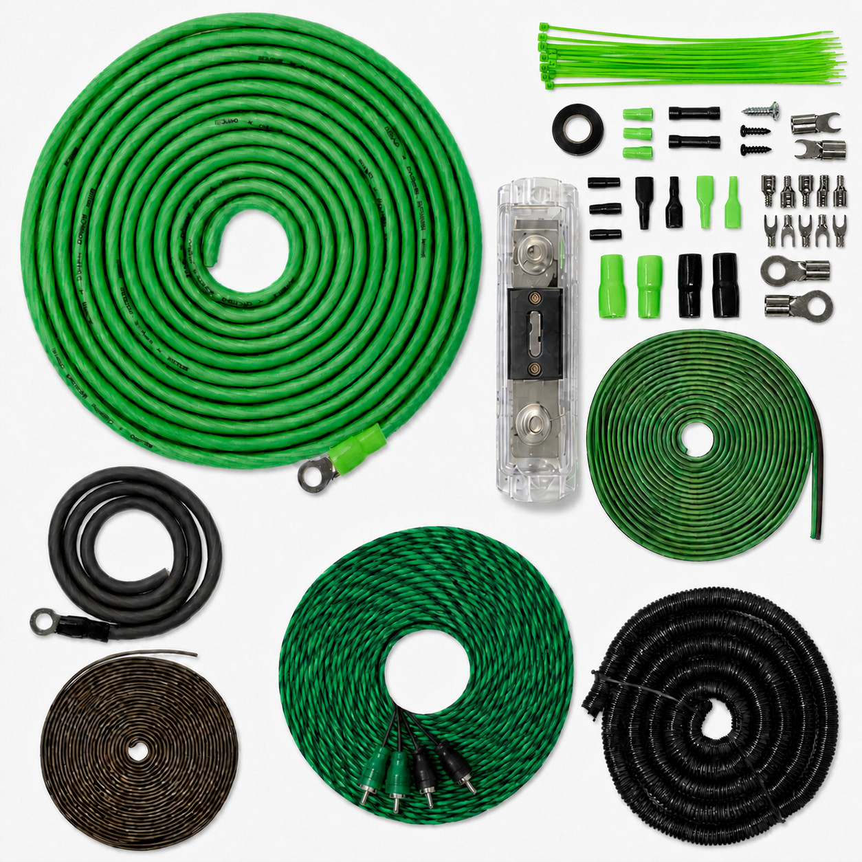 SoundBox 4 Gauge Amplifier Wiring Kit, Extra Long 20 Foot Power & RCA Cables