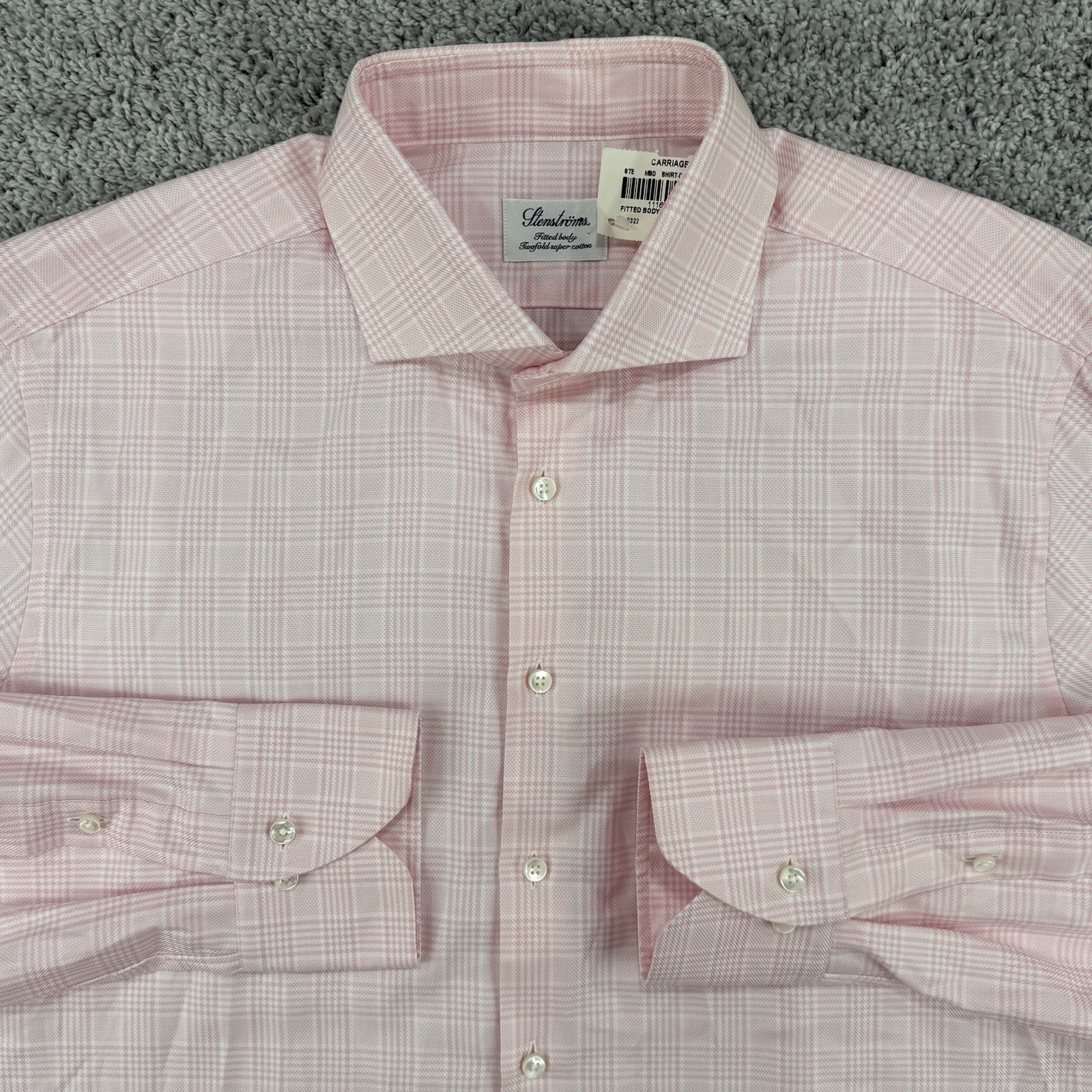 Stenstroms Dress Shirt Men’s 17/43 NWOT Pink Glen Plaid Fitted Body Twofold Stenstroms Dress Shirt Men’s 17/43 NWOT Pink Glen Plaid Fitted Body Twofold