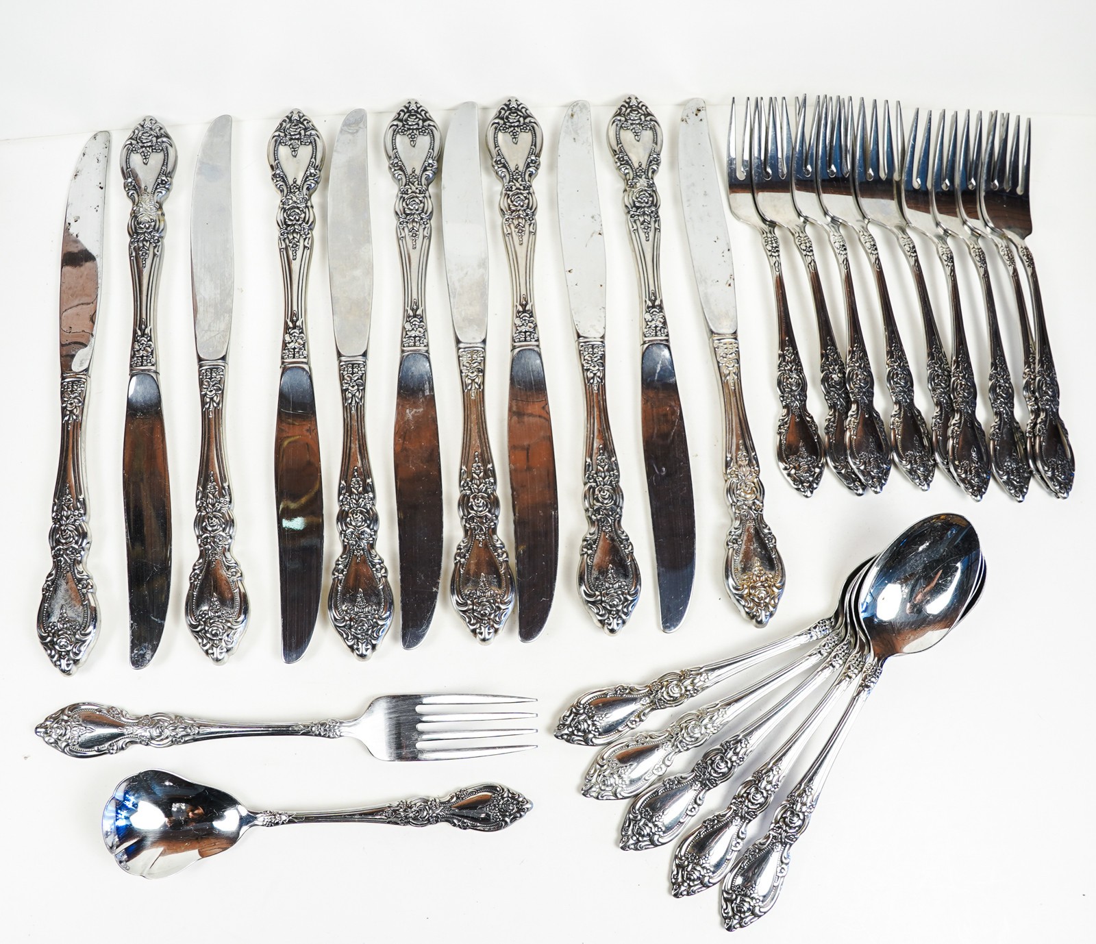 Oneida Wordsworth Stainless Steel Flatware Silverware Vintage 27 Piece Set