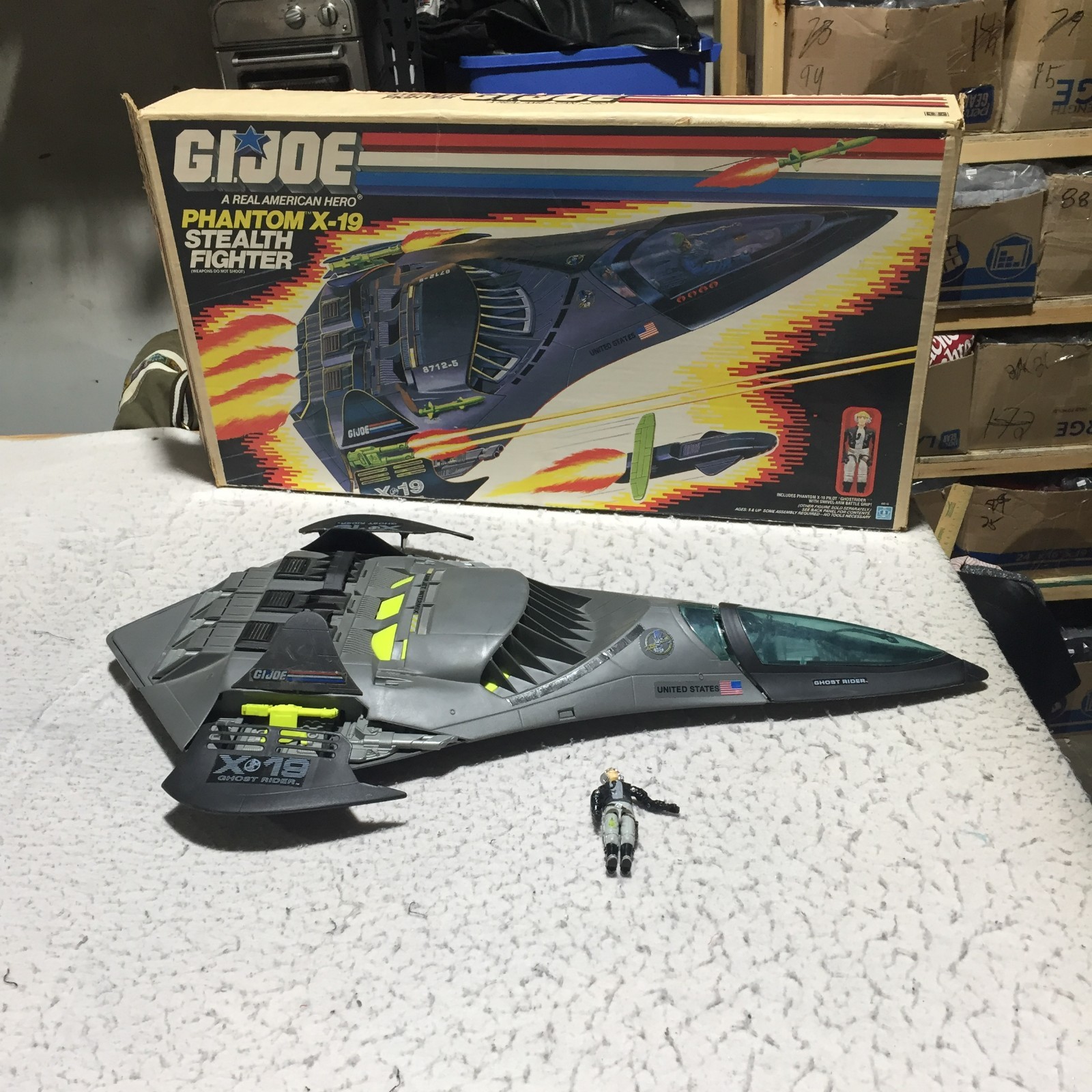 1988 VTG GI Joe Phantom X-19 Stealth Fighter + Box Arah Hasbro 90% COMPLETE