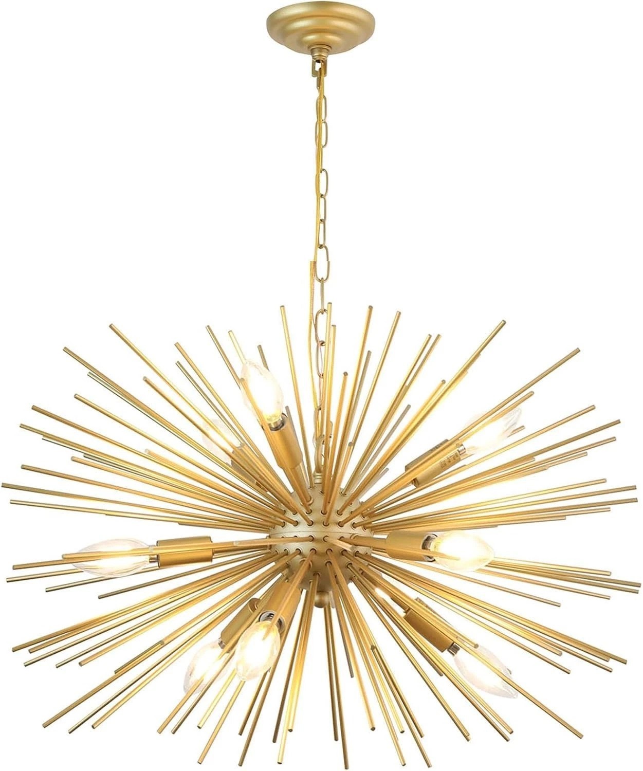 Mid-Century Modern 24in Gold Sputnik Chandelier - Eye-Catching Starburst Design