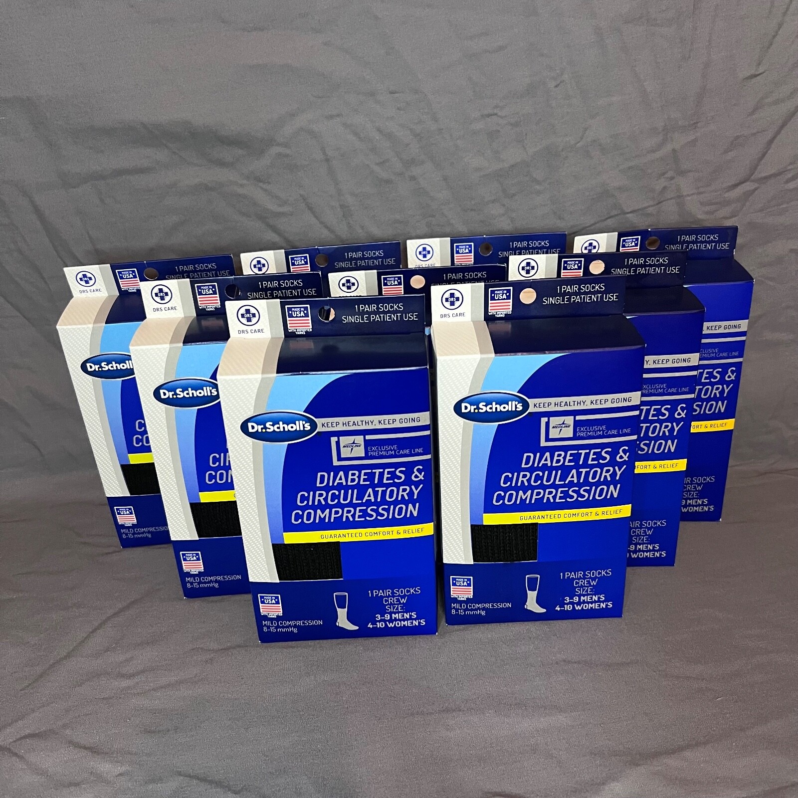 Dr. Scholl\'s Diabetes & Circulatory Compression Socks 9 Pairs Men 3-9 Women 4-10