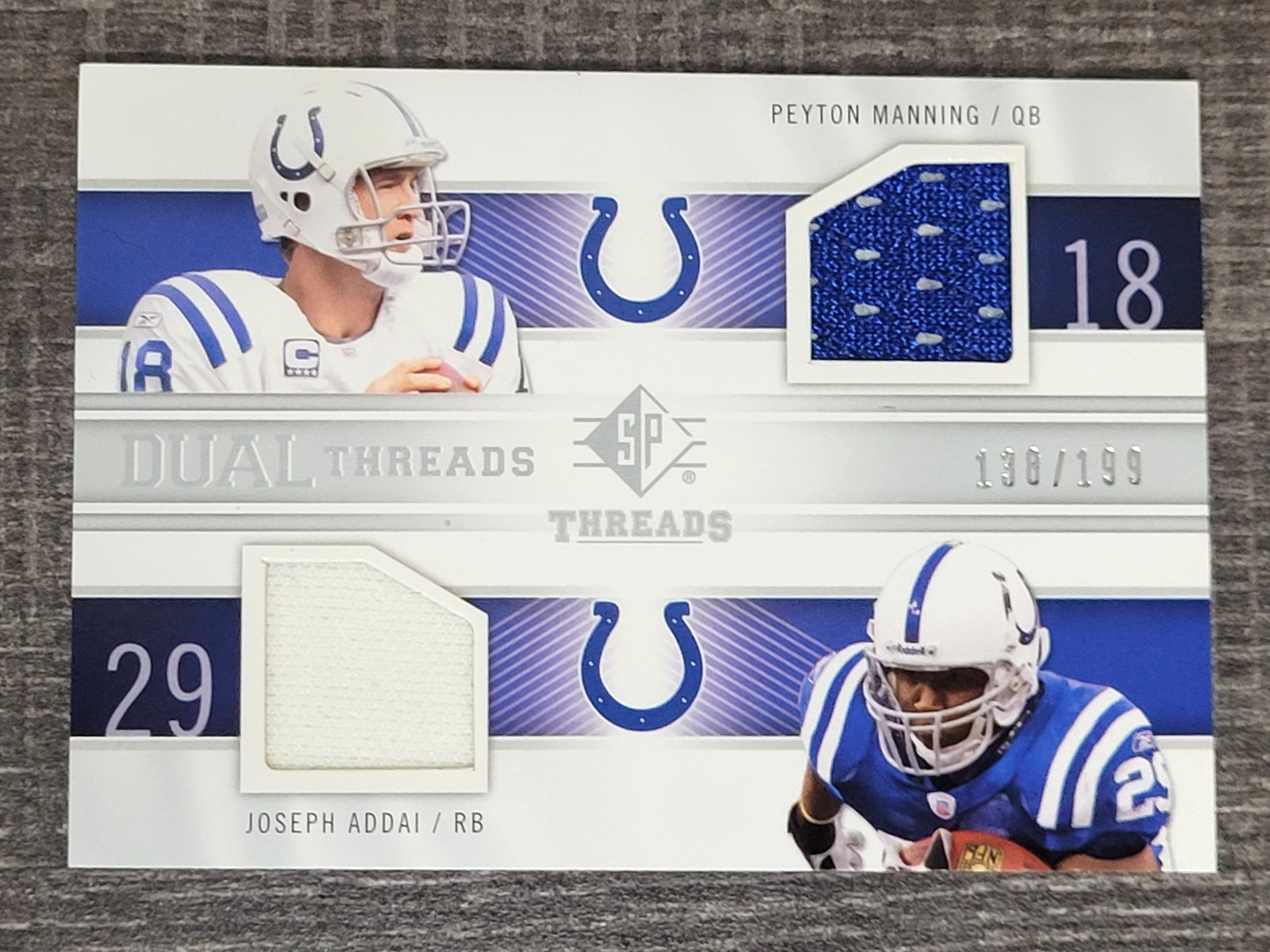 2009 SP Threads Dual Jersey Peyton Manning Joseph Addai Indianapolis Colts /199