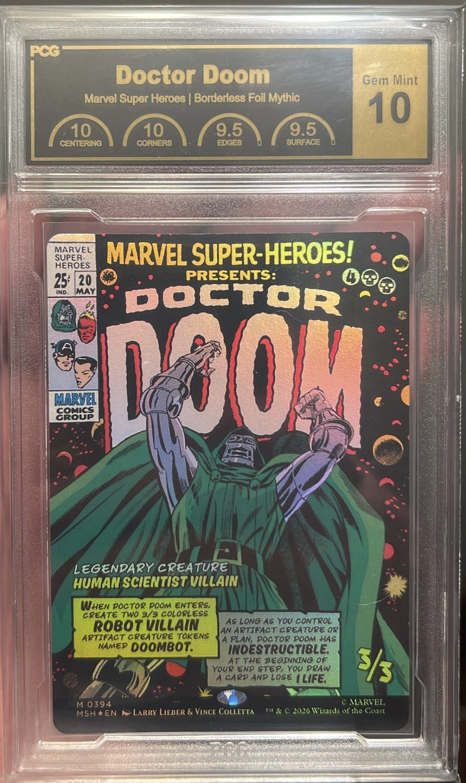 MTG: Marvel Super Heroes Dr. Doom Borderless Foil Mythical PCG Gem Mint 10