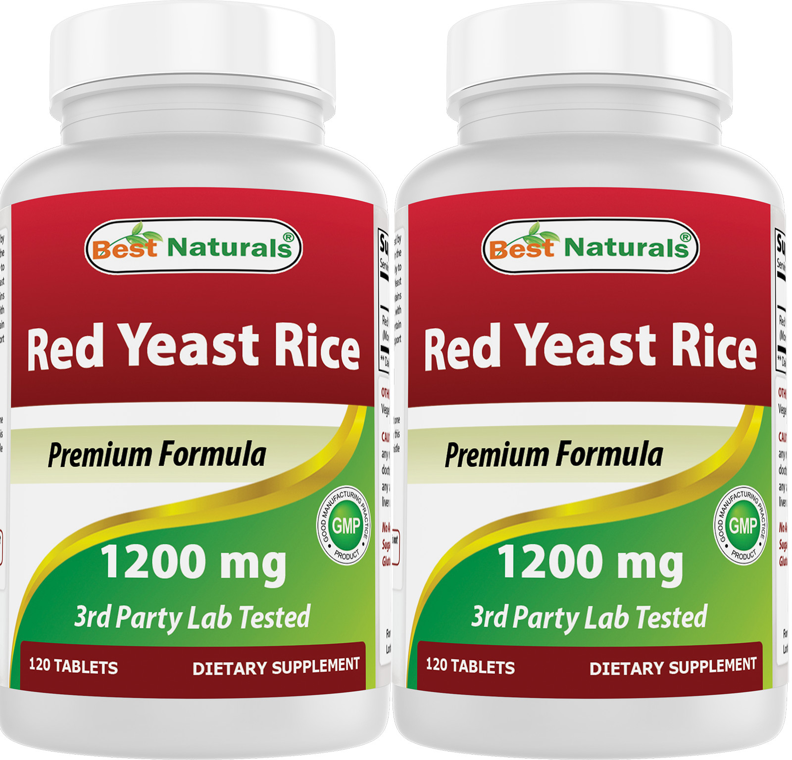 2 Pack Best Naturals Red Yeast Rice 1200 mg 120 Tablets 