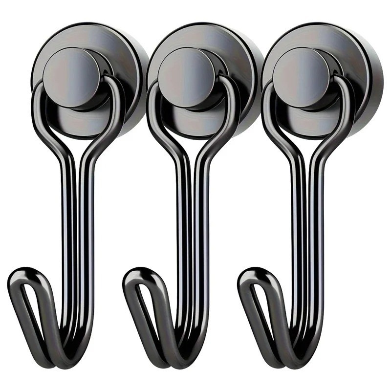 3 Pack 110LBS Magnetic Hooks Heavy Duty Neodymium Magnet Hooks for Hanging, Magn