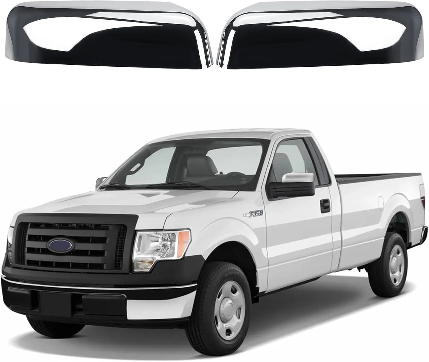 Chrome Top Half Mirror Covers Caps Replace for 2009-2014 Ford F150 Chrome Top Half Mirror Covers Caps Replace for 2009-2014 Ford F150