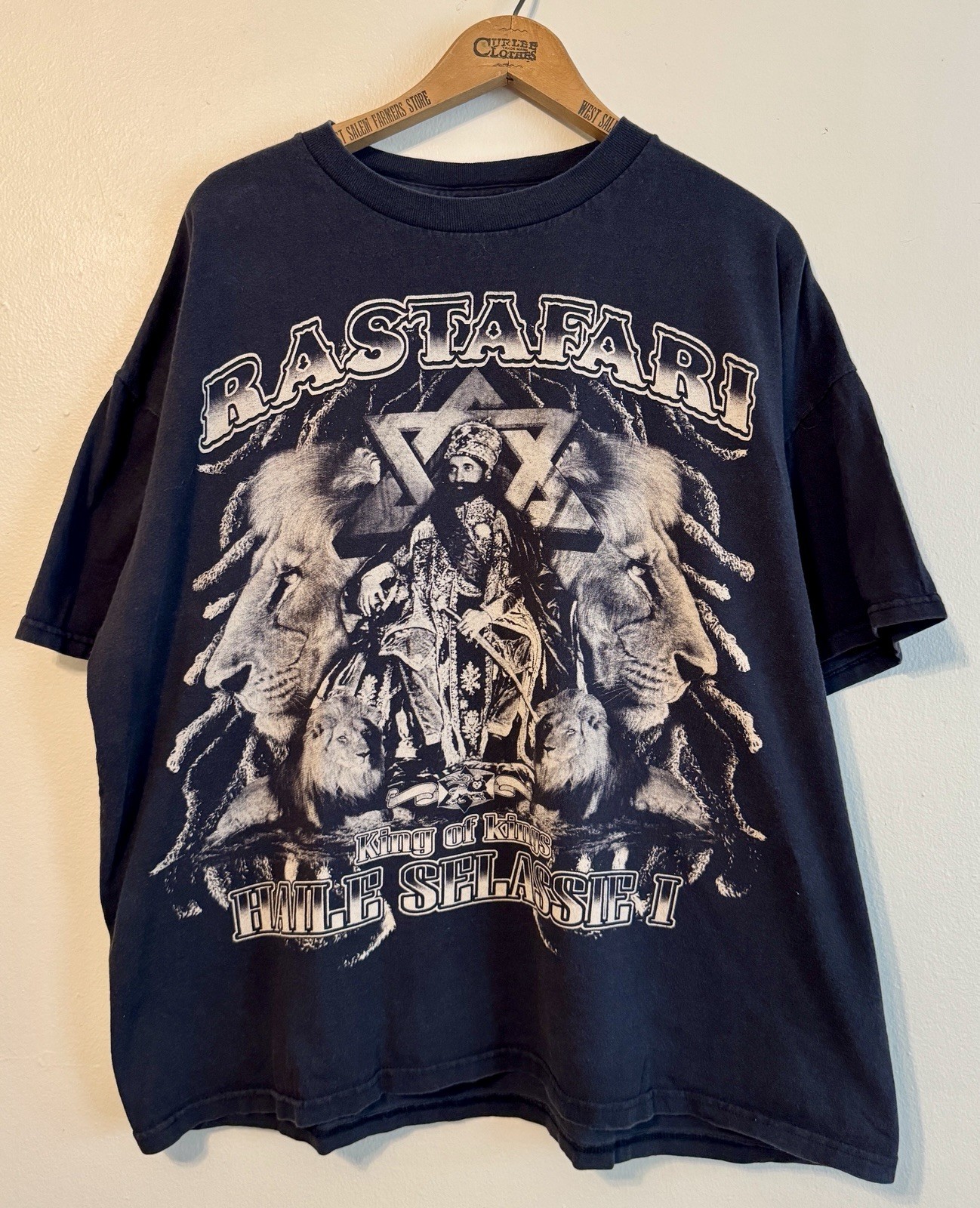 Vintage Rare Haile Selassie Rasta Double Sided Rap Tee T Shirt Boxy Fit XL