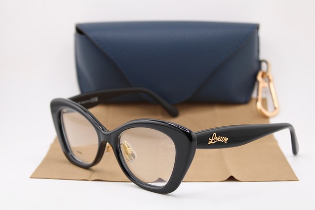 NEW LOEWE LW50067F 001 BLACK GOLD CAT EYE AUTHENTIC EYEGLASSES 52-18
