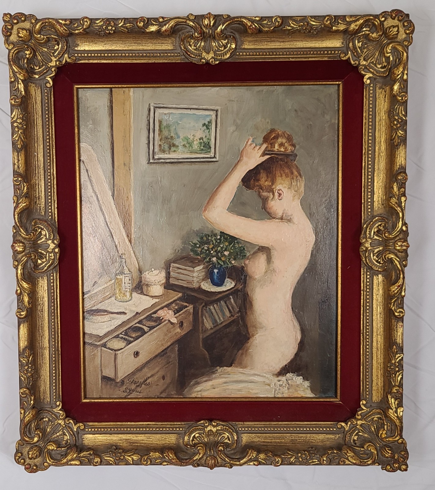 Maurice Dreyfus 1940 Post-Impressionist Oil Nude French Girl Painting Antique