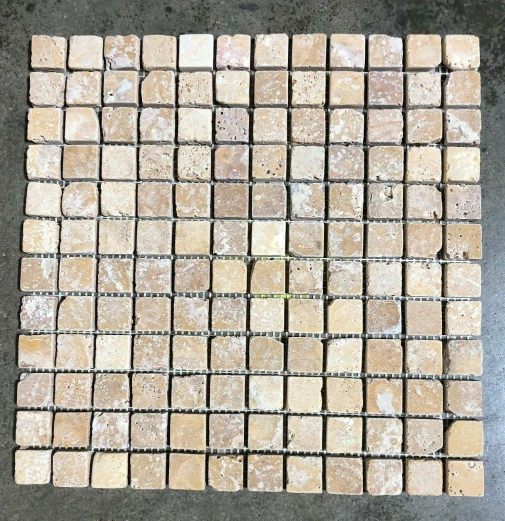 12x12 Mosaic Tuscany Gold Travertine Tile wall BOX OF 5 Tiles T-33 12x12 Mosaic Tuscany Gold Travertine Tile wall BOX OF 5 Tiles T-33