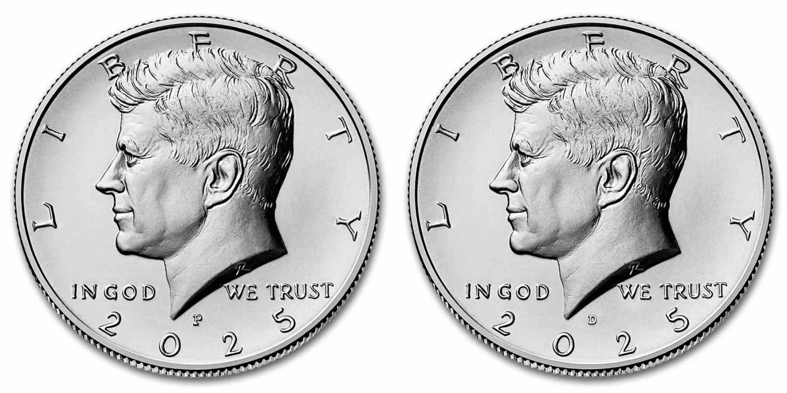 2025 P&D Kennedy Half Dollar Uncirculated (Set Of 2 Coins) - 