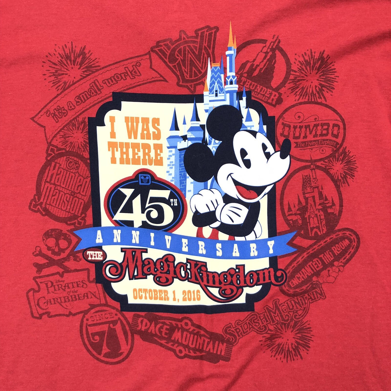 NEW Disney Magic Kingdom 45th Anniversary “I Was There” 2016 T-Shirt • Large