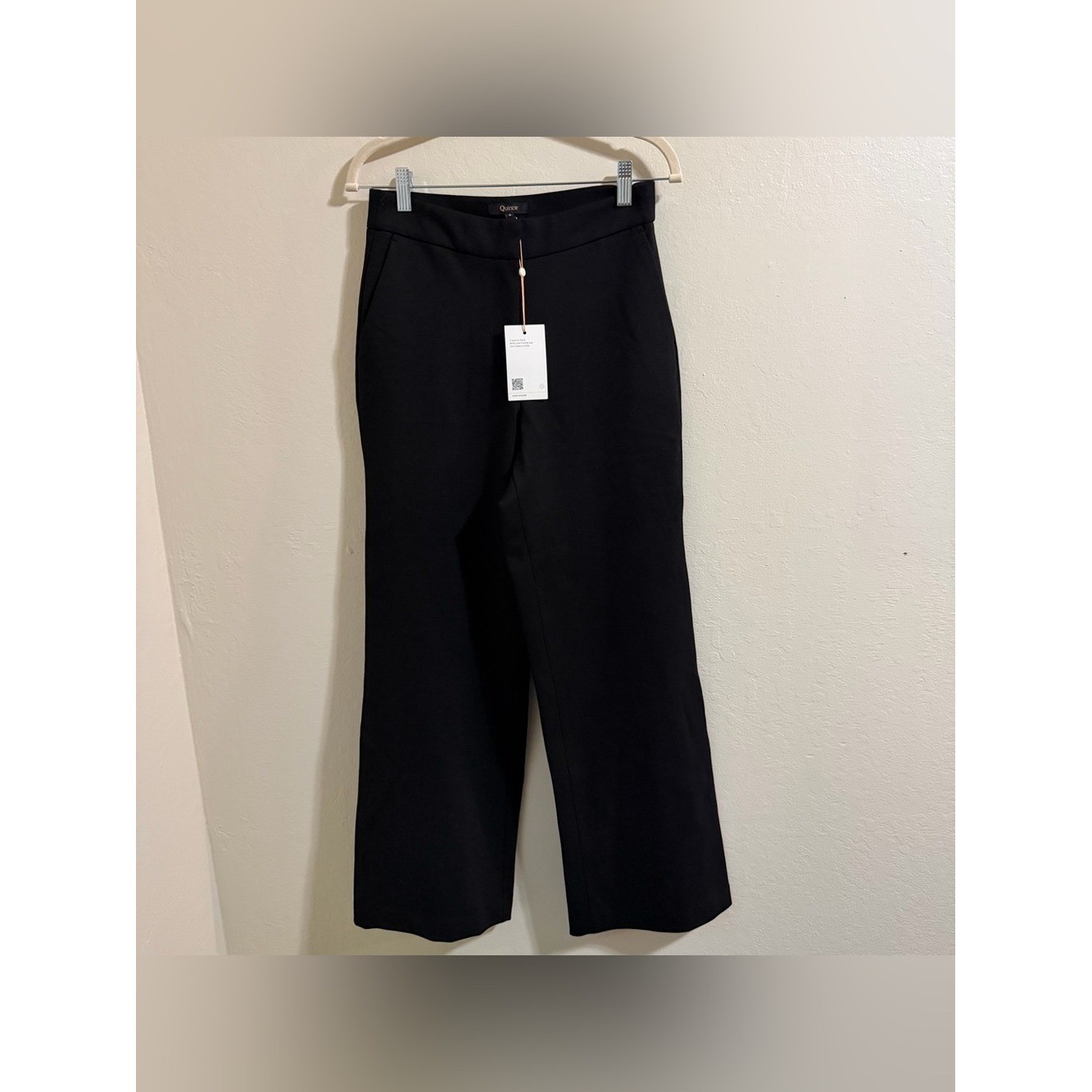 Quince NWT Black Ultra-Stretch Ponte Wide Leg Pants Trousers High Rise Size 2