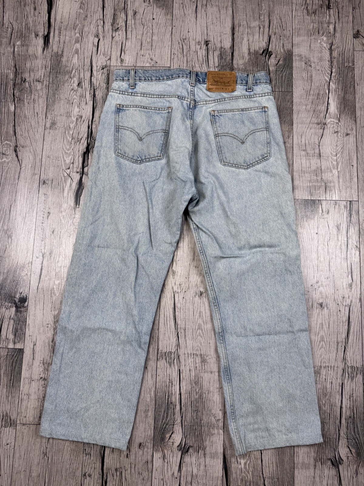 Vintage 90s Levis 505 Jeans Mens 34x28 Made In Brazil Light Wash Straight Leg