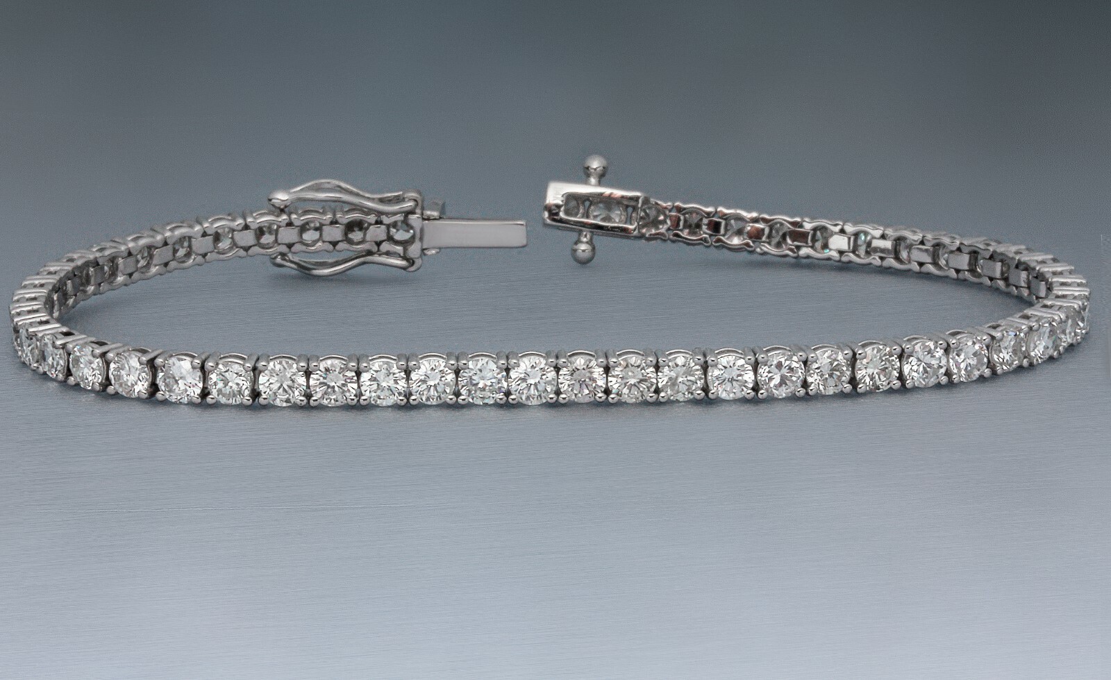 2.72 CT DIAMOND E\\VS1 TENNIS BRACELET  ROUND  WOMEN 14K WHITE GOLD CERTIFIED
