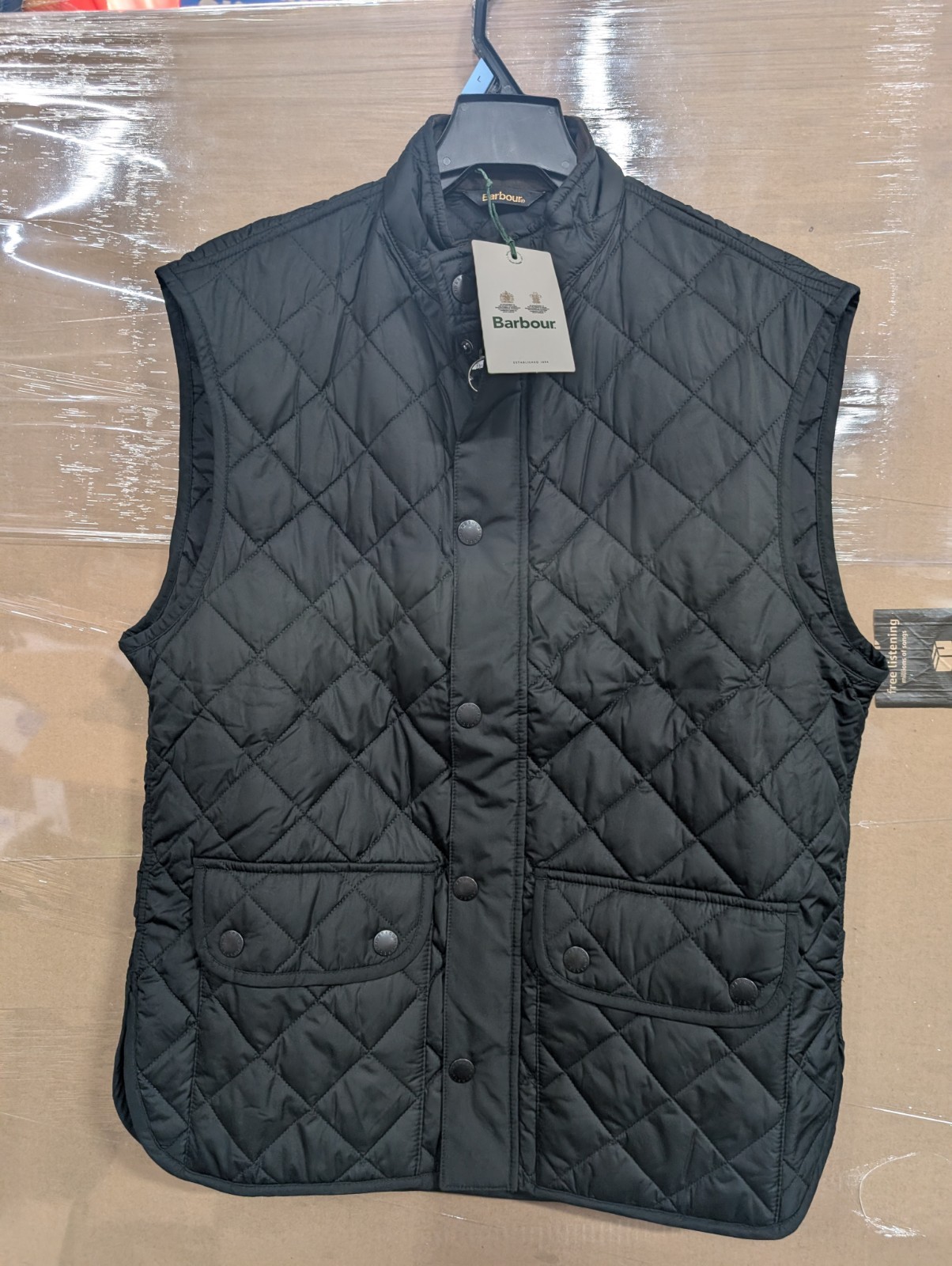 Barbour Men\'s Black Lowerdale Quilted Gilet Full Zip Vest Sz Lg