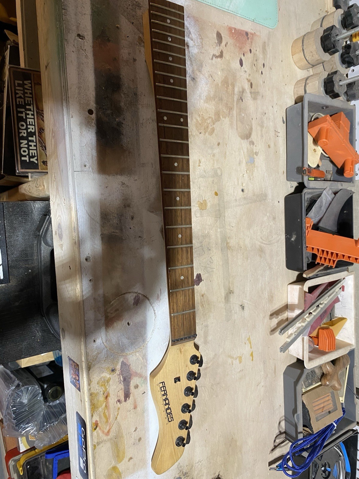 2004 Fernandes Retro Rocket Loaded Rosewood Guitar Neck w/ Vintage Tuners