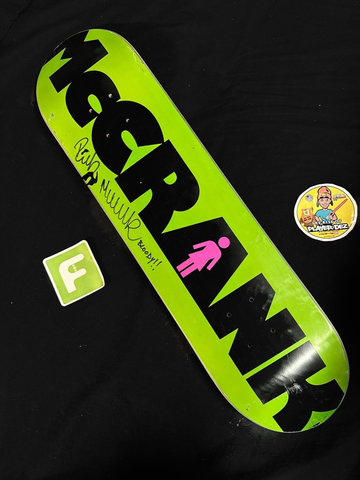 RARE SIGNED Rick McCrank Green Dripped Girl Skateboard Deck AUTOGRAPHED