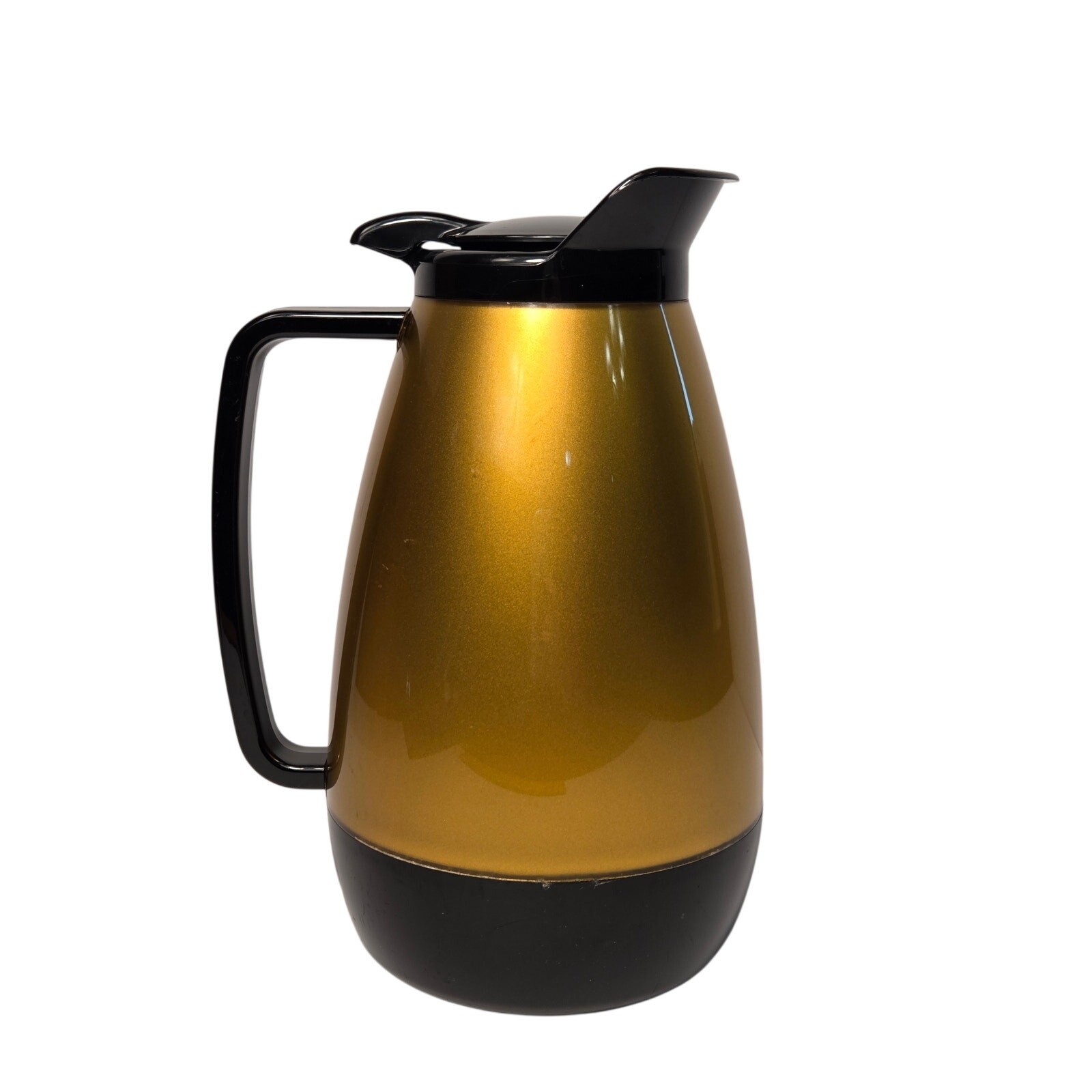 Vintage West Bend Thermo-Serv Coffee Carafe MCM Gold Black Insulated Pitcher