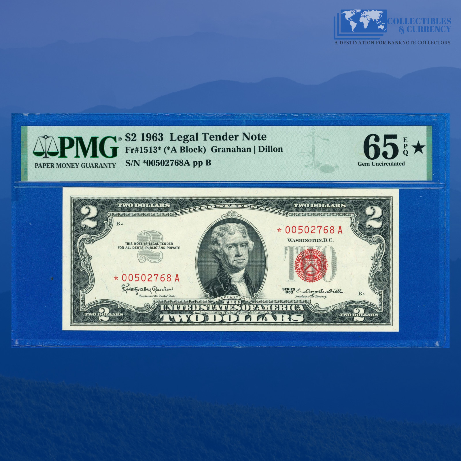 Fr.1513* 1963 $2 Two Dollars Legal Tender Star Note, PMG GEM 65 STAR EPQ #02768