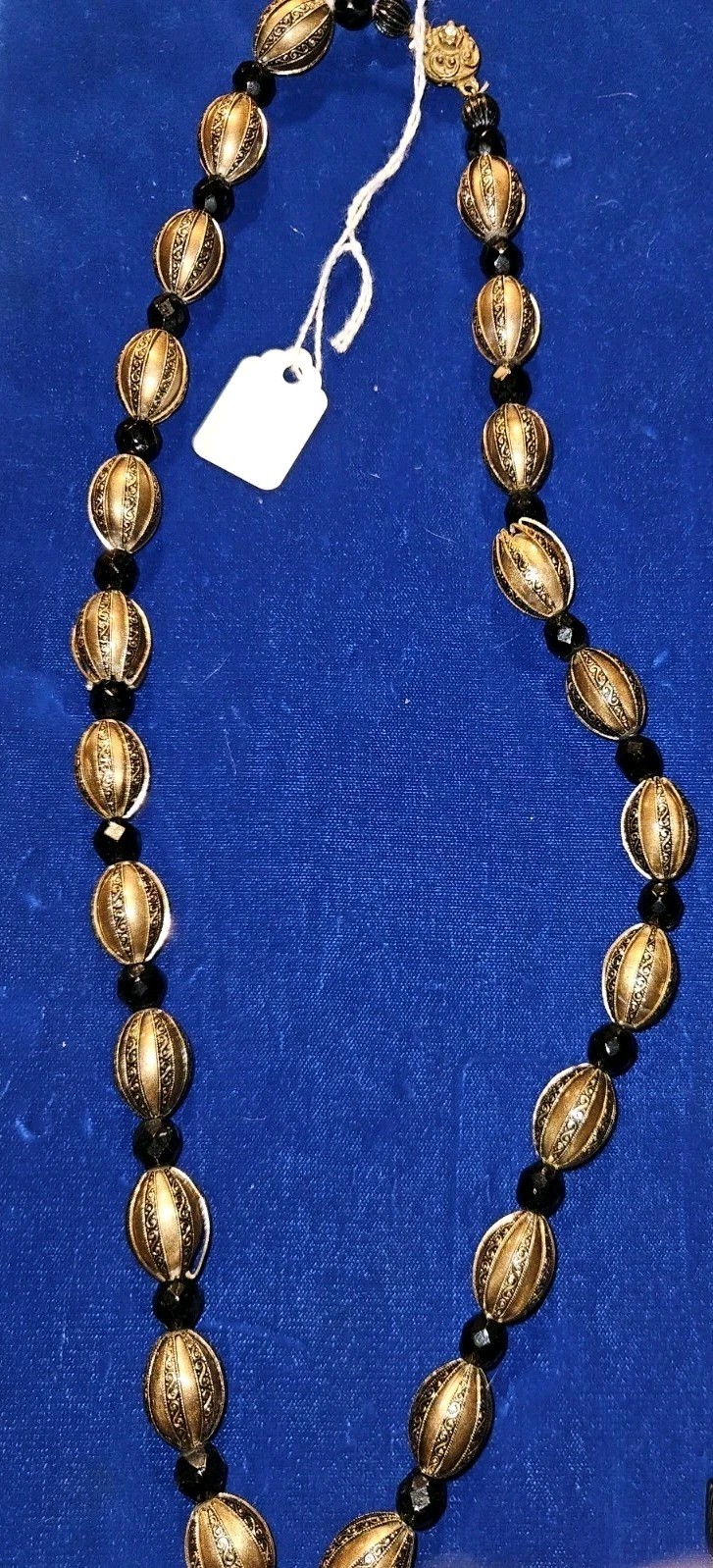 Vintage Original By Robert Black Faceted Glass & Goldtone Beaded Necklace 24