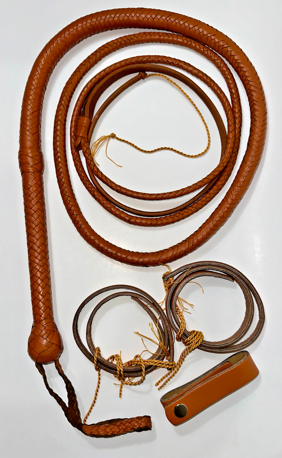 Handmade Genuine Kangaroo Hide Leather Bullwhip Long Indiana Jones Tan Whip