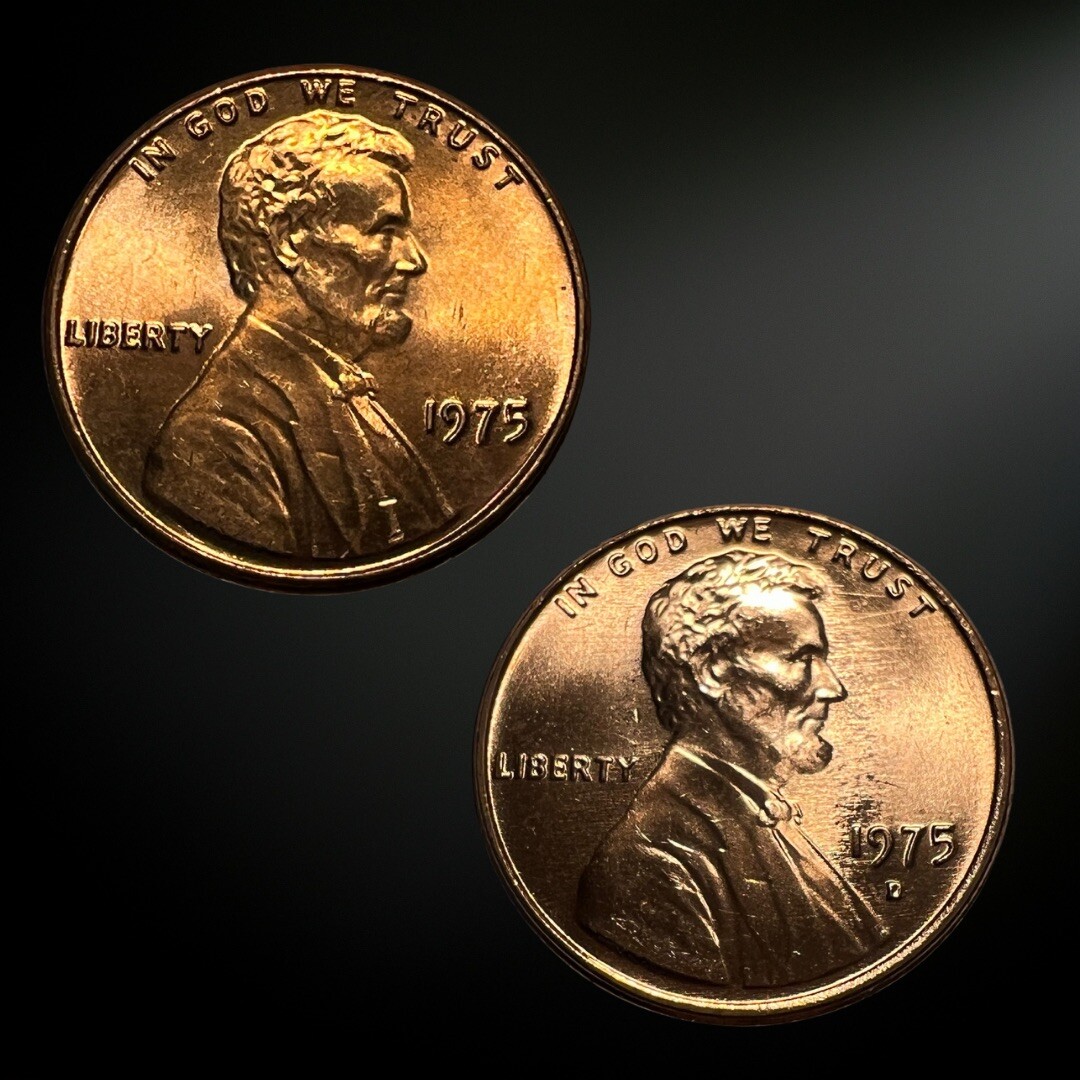 1975 P D Lincoln Memorial Cent BU 2 Coin Set Brilliant Uncirculated