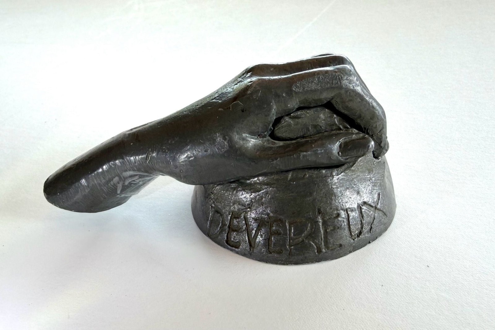 Vintage 1982 Devereux Pewter Hand Sculpture Paperweight