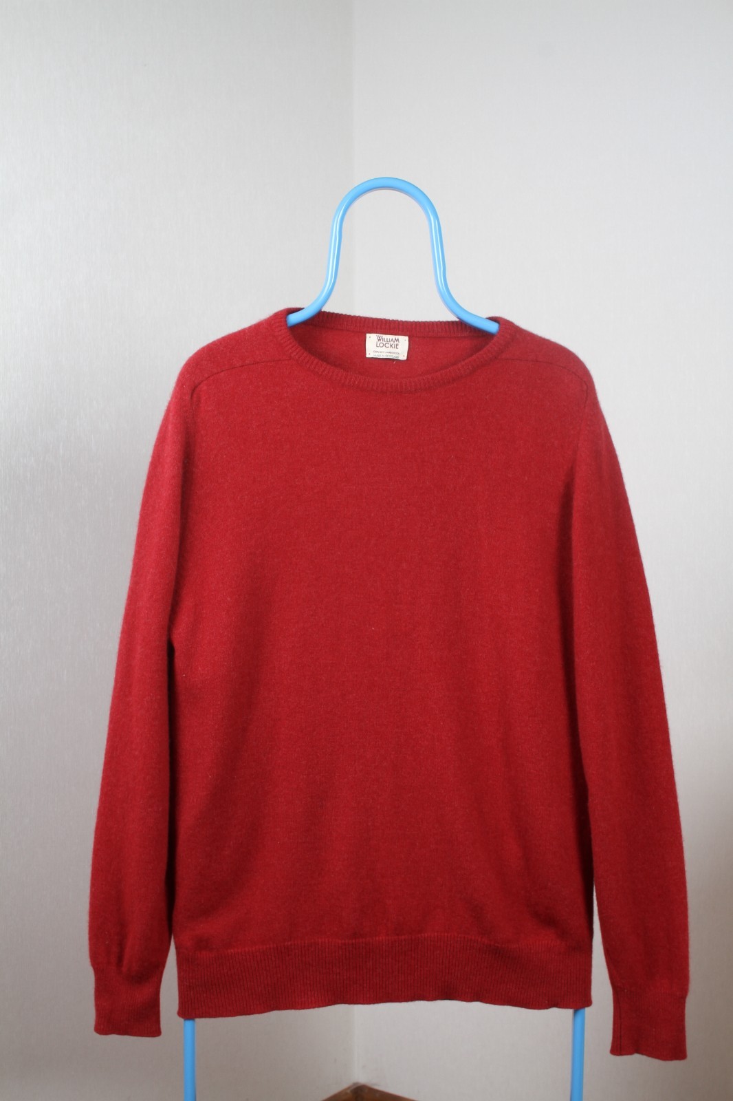 William Lockie Mens Lambswool Crew Neck Jumper Red Size M Made in Scotland