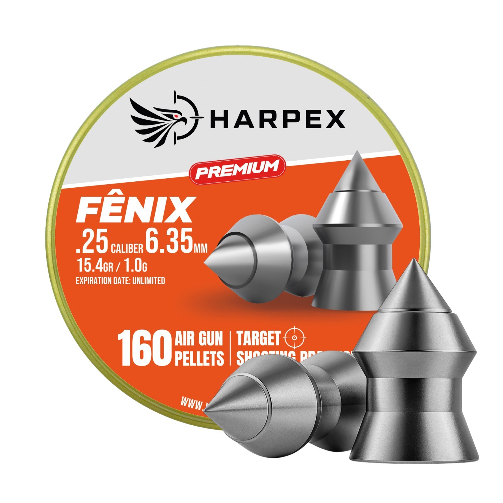 Harpex Fenix Premium Airgun pellets .25 Caliber - Pointed high precision 15.4gr